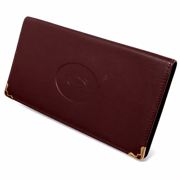 Cartier Burgundy Leather Long Wallet Authentic Luxury Classic - Picture 4 of 6